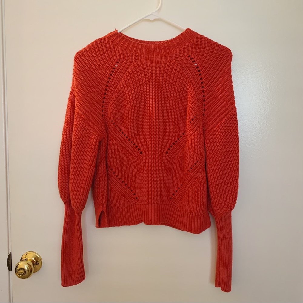 Joie Red Bubble Sleeve Sweater
